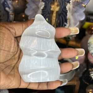 White Selenite Crystal Flame Tower (Light stand not included)